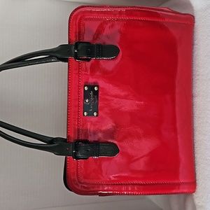kate spade Red Patent Shoulder Bag with Black Handles